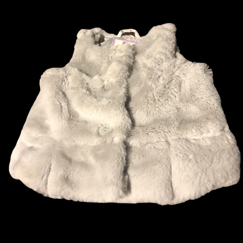 Gymboree Infant Grey Faux Fur Vest size 6-12 months Boho Coquette